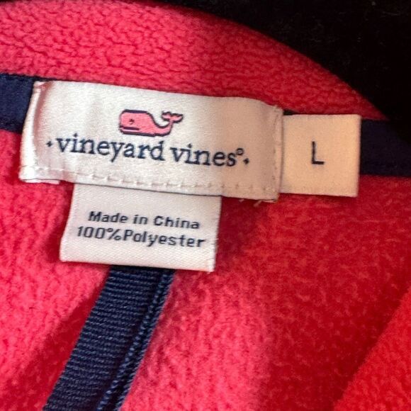 Vineyard Vines Vest Womens size large Coral Pink Fleece Full Zip Up pockets - Picture 9 of 12